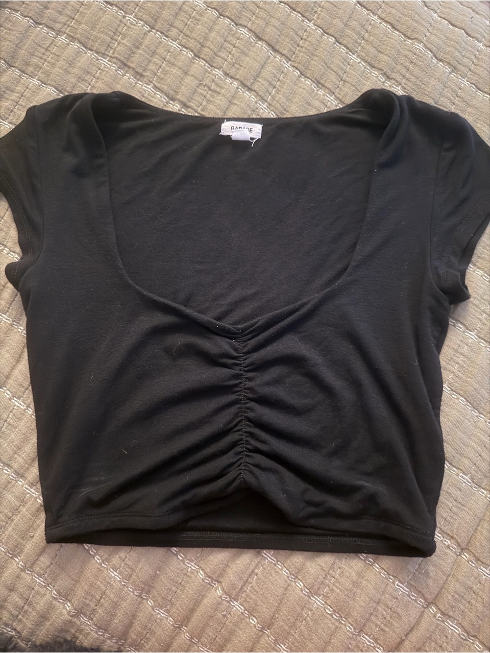 Garage Black Ruched Scoop Crop Top